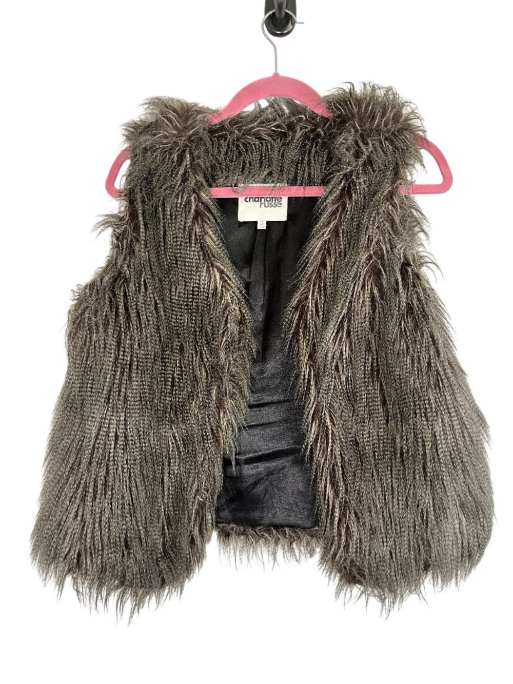 Shaggy Fur Vest M Boho Indie Folk Hippie Festival Earthy Granola Striped Western